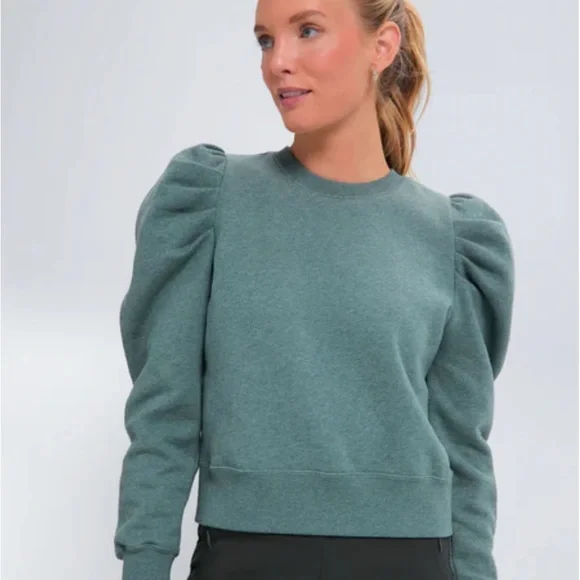 Tuckernuck Green Puff Sleeve Sweater size S - Picture 2 of 5